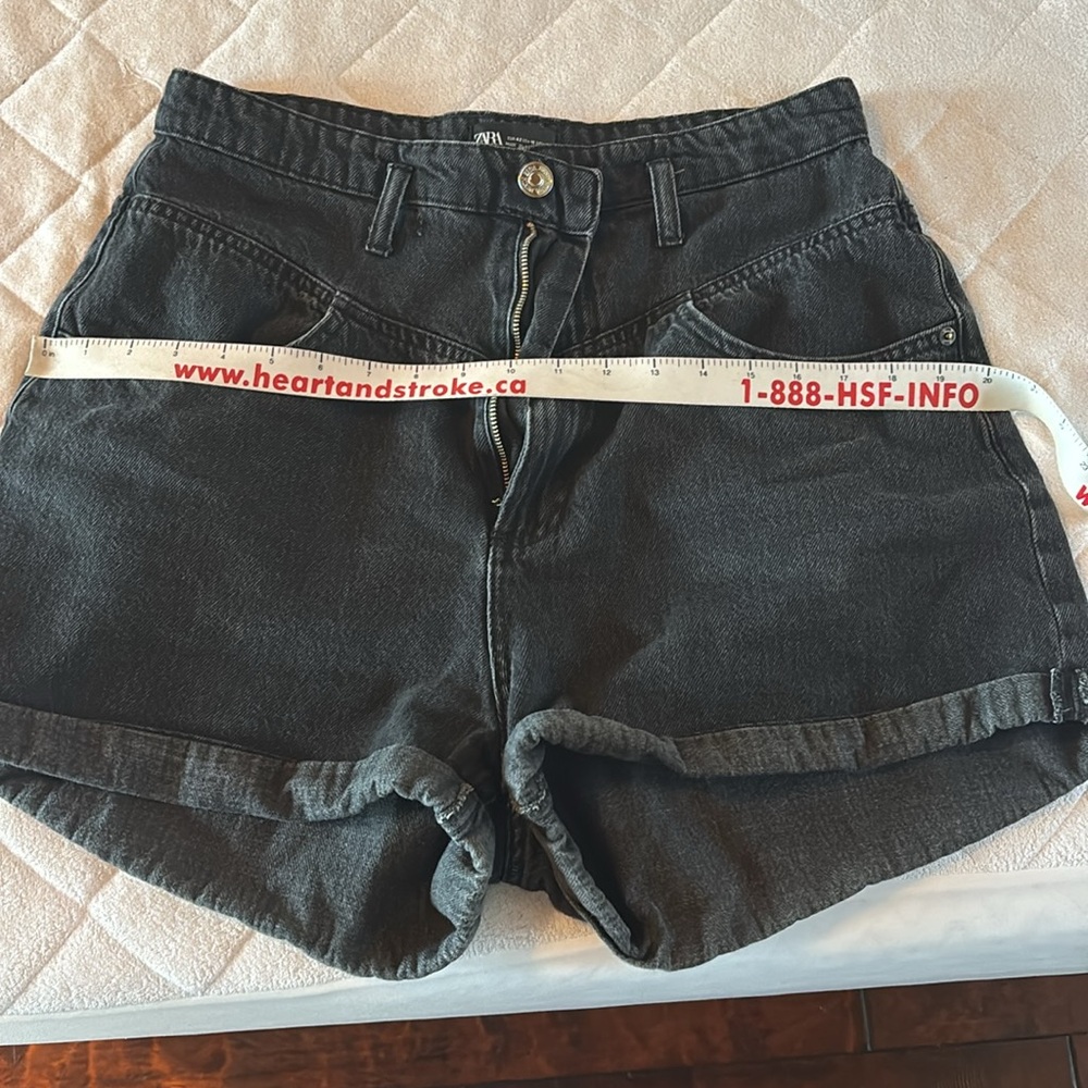 Zara High Waist Baggy Black Denim Shorts - Picture 10 of 10